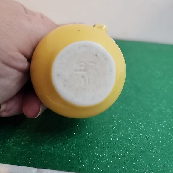 VTG BOYS TOWN Nebraska Pottery Small pitcher jug Creamer Yellow Signed - Picture 6 of 8